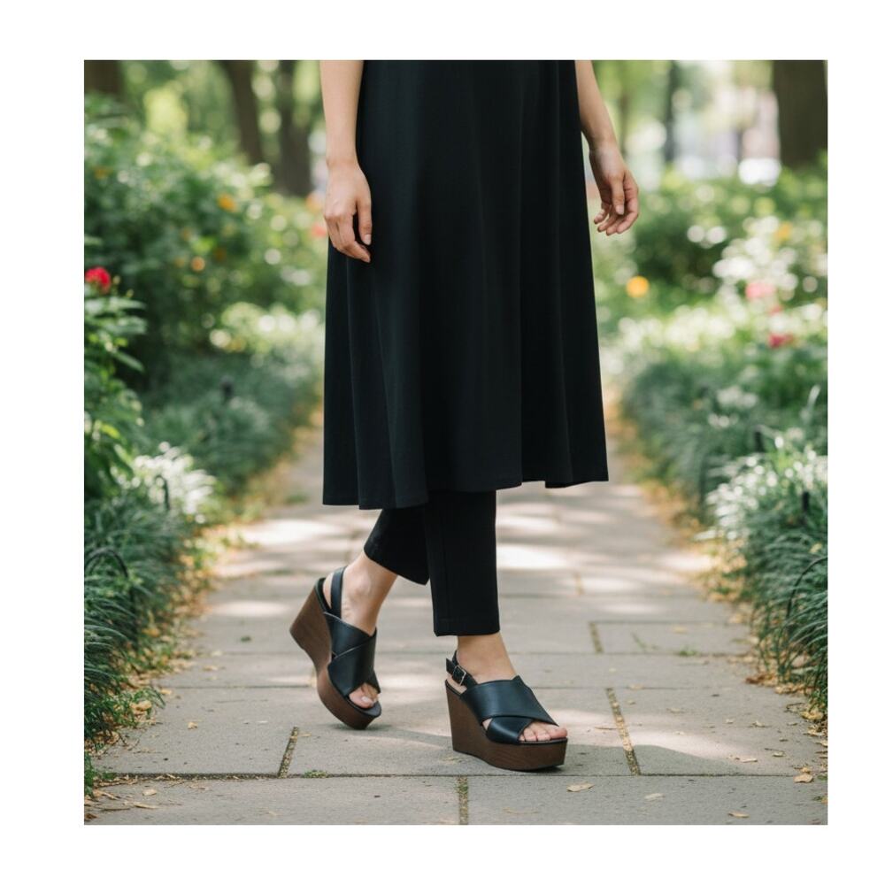 Universal Thread Naomi Wood Wedge Heels  Color: Black Size: 8.5
